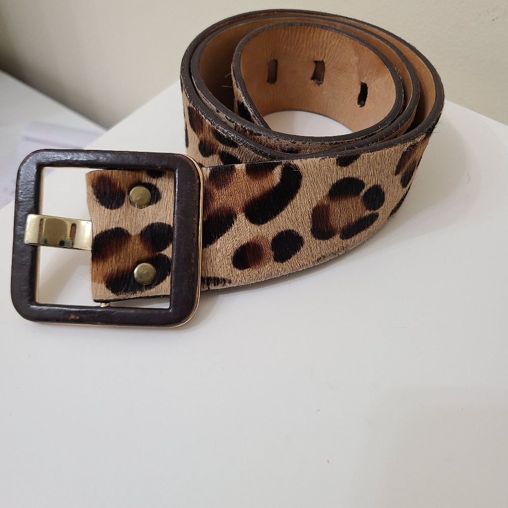 Brave Leopard Print Belt with Black Buckle.